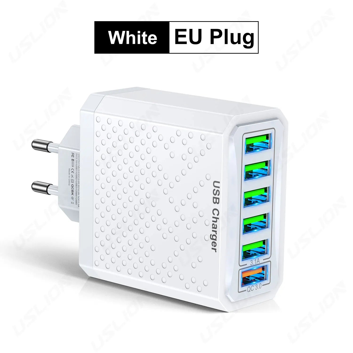 6-in-1 Multi-Port USB Charger - QC3.0 Fast Charging Station | Universal Travel Adapter - TradixPro