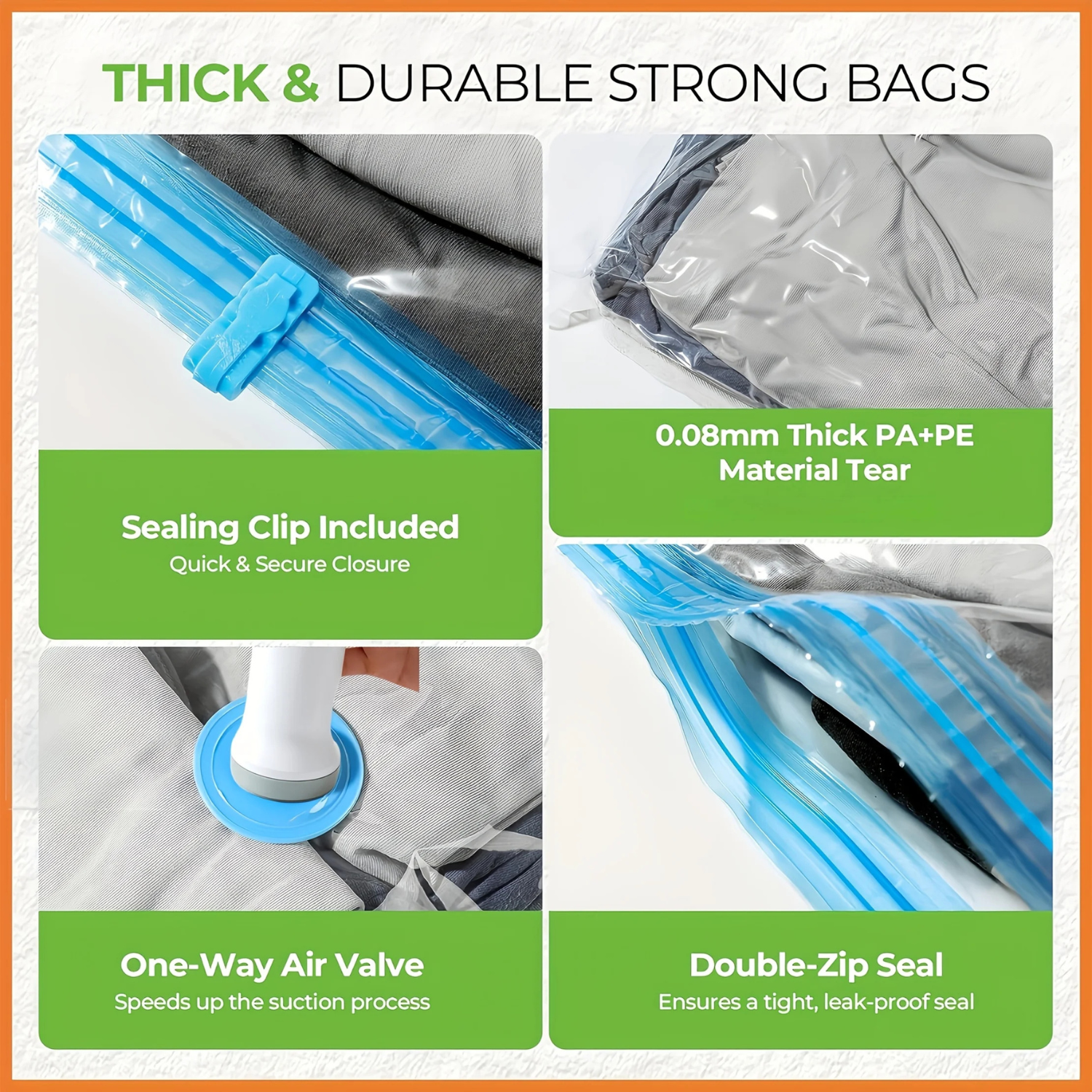 Rechargeable Vacuum Storage Bags Set with Electric Pump