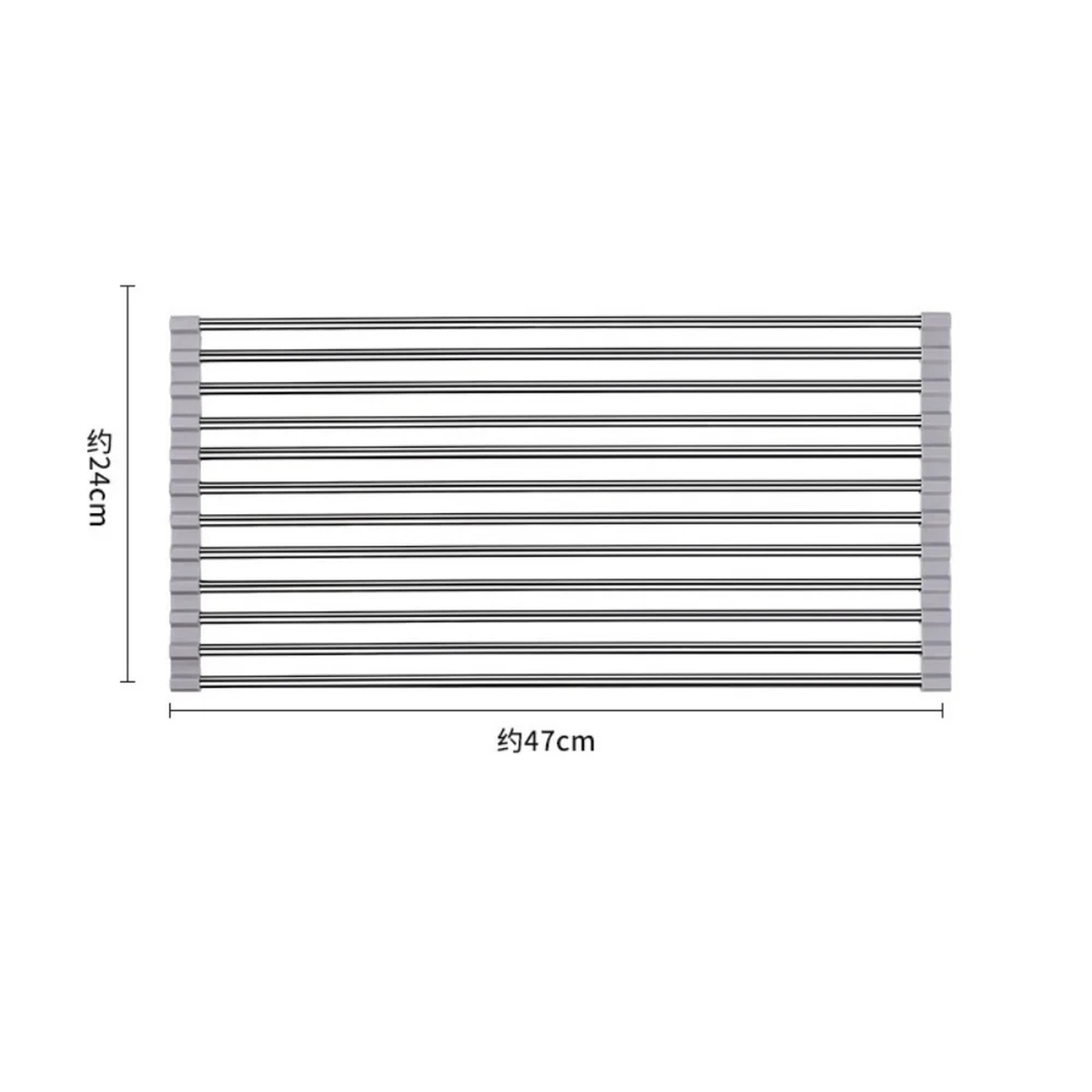 Roll-Up Over-Sink Dish Drying Rack, 47cm Stainless Steel