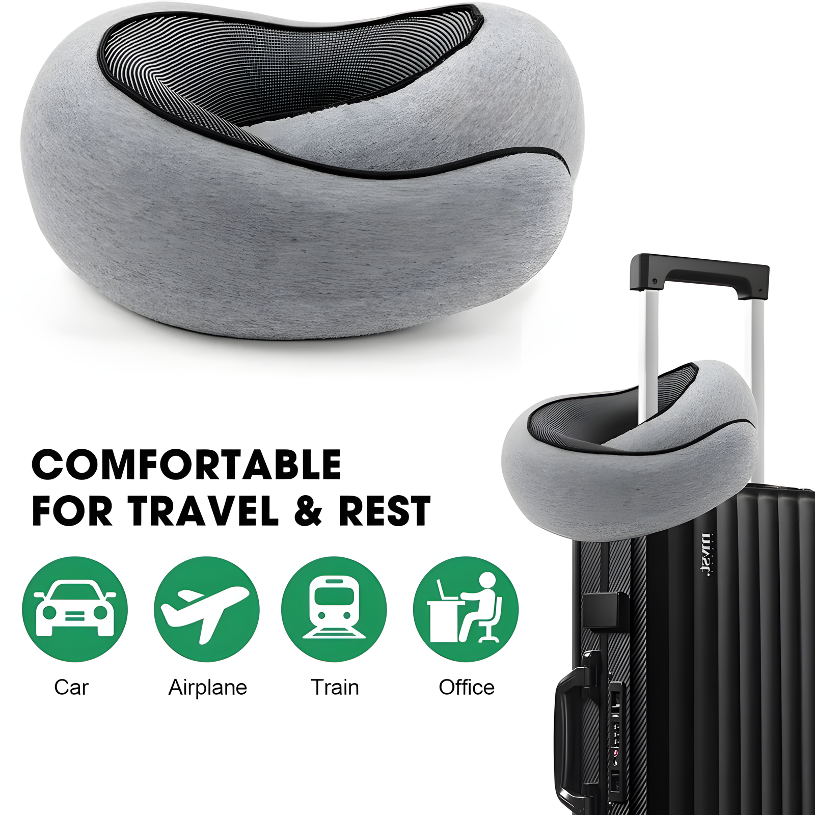 Memory Foam Travel Neck Pillow U-Shape with Storage Bag