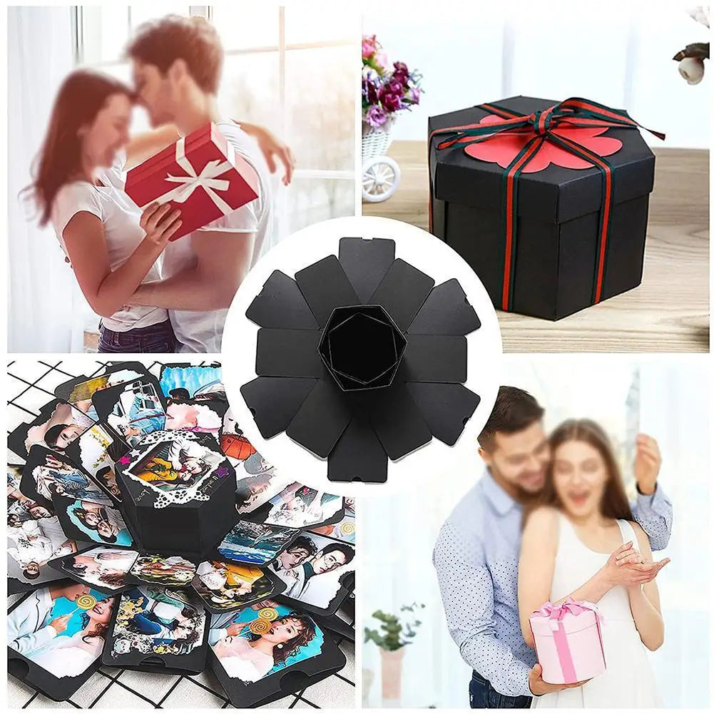 DIY Explosion Photo Gift Box with Layered Scrapbook Panels