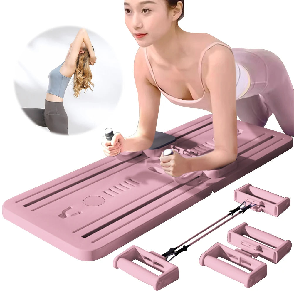 Multifunctional Abdominal Board - Foldable Core Trainer with Resistance Bands