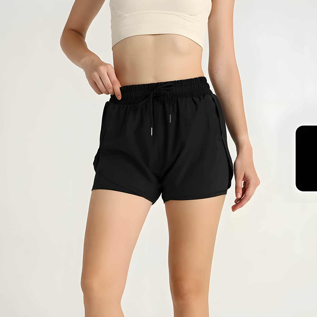 Women's High-Waist 2-in-1 Workout Shorts with Inner Pocket