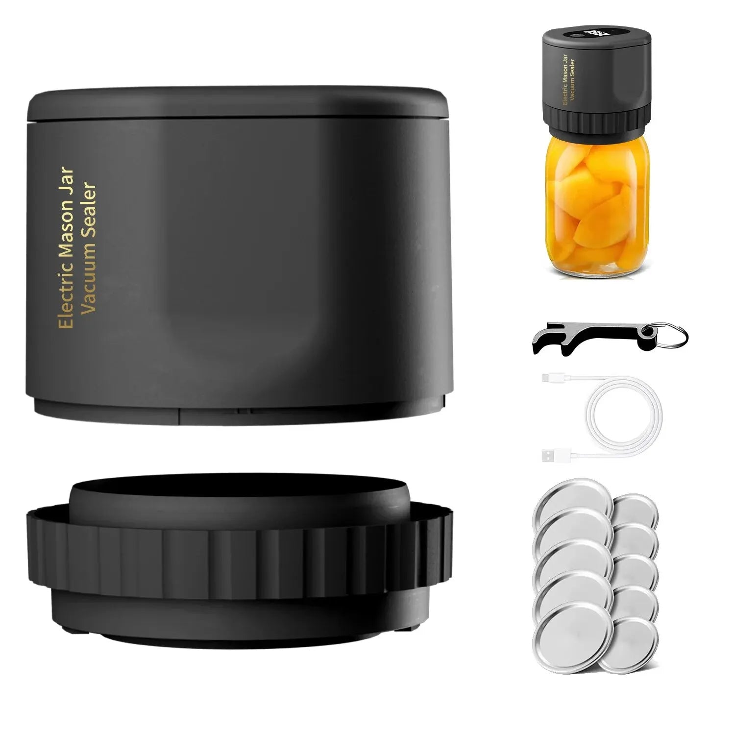Electric Mason Jar Vacuum Sealer Kit - Cordless & Portable