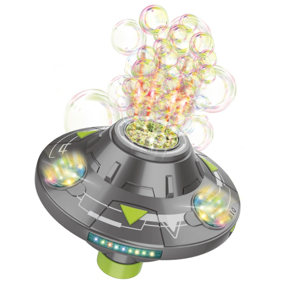 Flying Saucer Bubble Machine with Lights Rotating Kids Toy