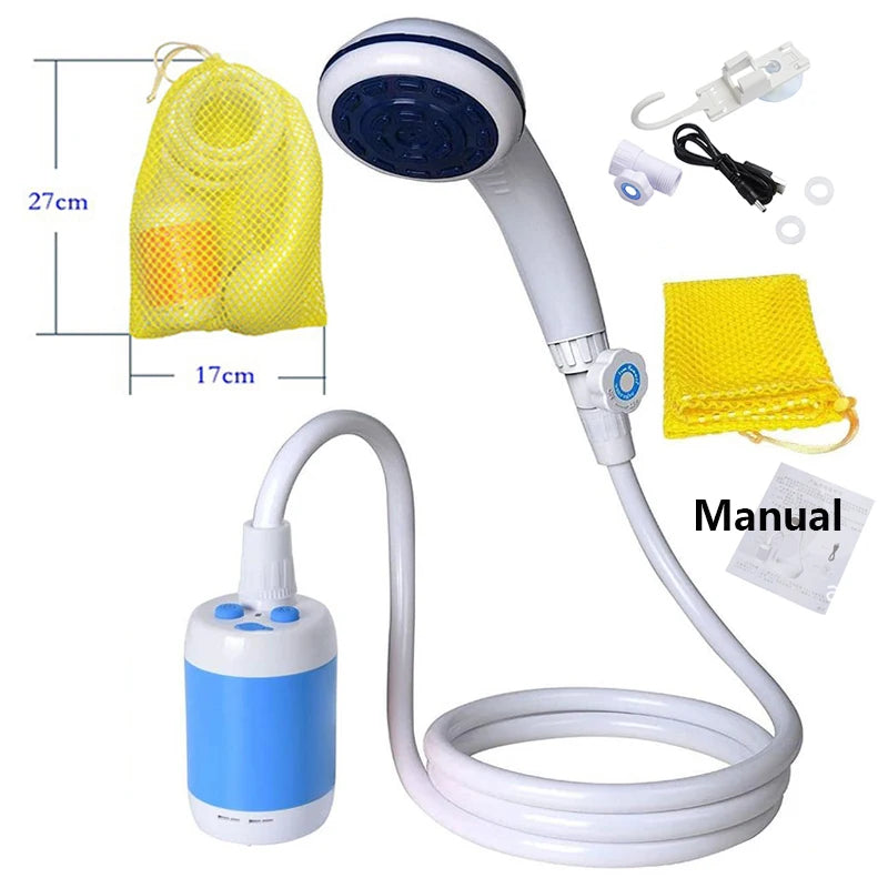 Portable Camping Shower - Rechargeable Electric Pump | 5200mAh Battery & USB Charging