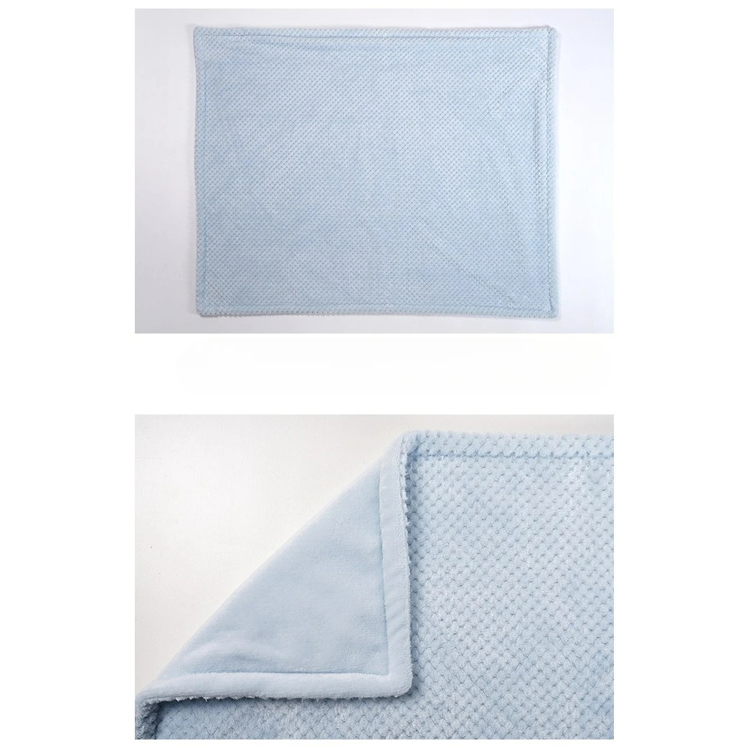 Cartoon Flannel Baby Blanket with Bear, Bunny, and Elephant