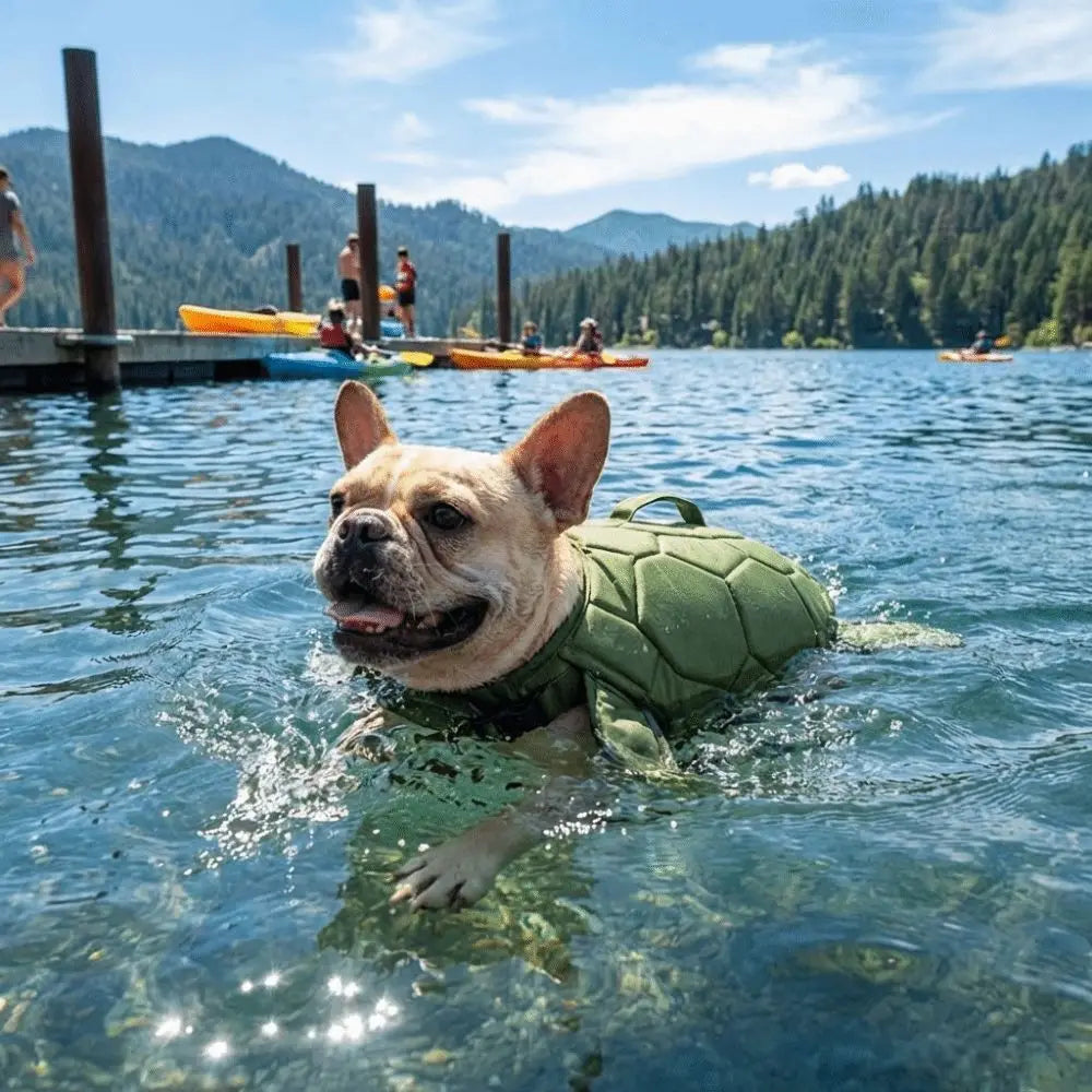 Dog Turtle Swimming Vest Adjustable Buoyancy Aid S-XL