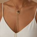 Tiger Eye Bolo Necklace with Sliding Fit and Square Stone Pendant