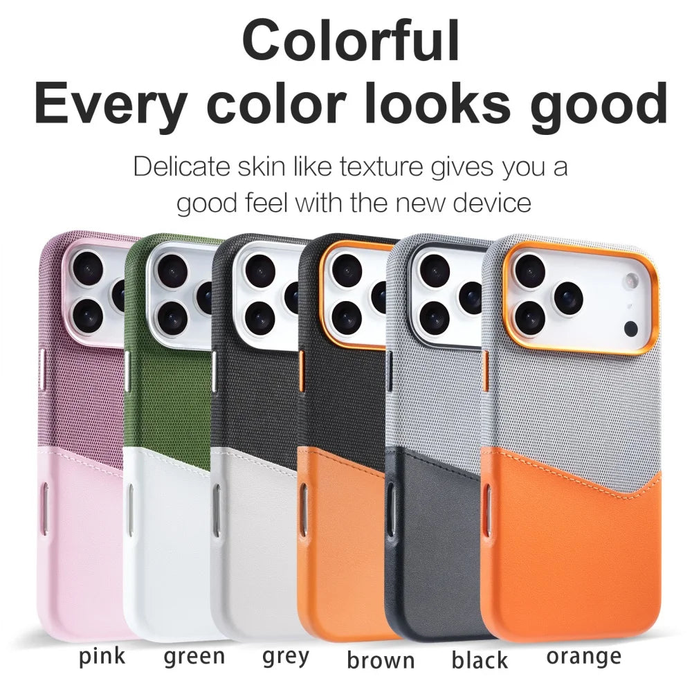 Premium Hybrid Leather Fabric Case for iPhone (Luxurious Texture & Slim Protection)