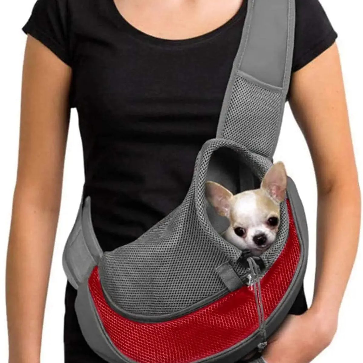 Reflective Mesh Pet Carrier Sling Bag with Adjustable Strap