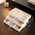 Three-Layer Velvet Jewelry Organizer with Clear Top and Two Drawers