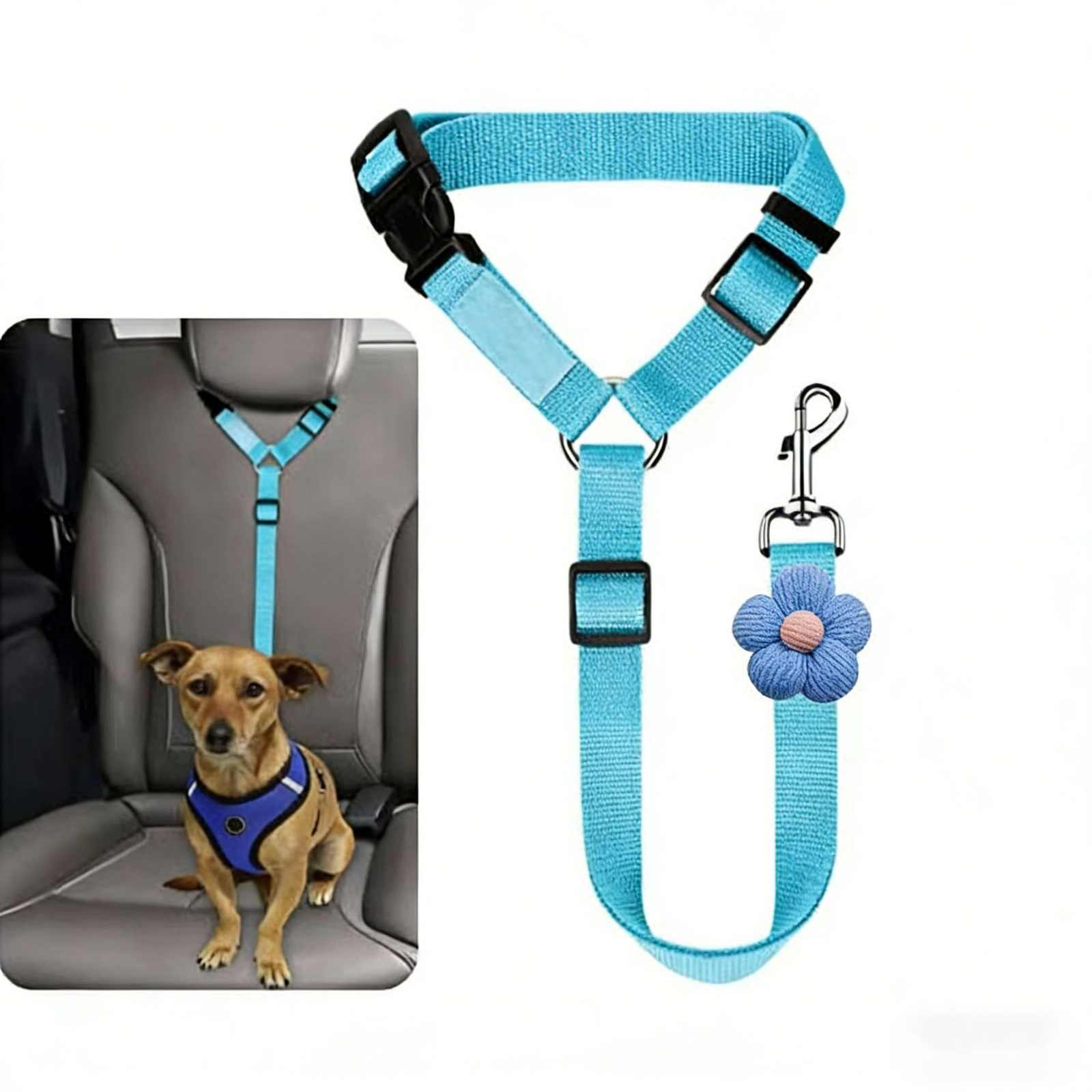 Dog Car Seat Belt Adjustable Headrest Clip with Swivel Hook
