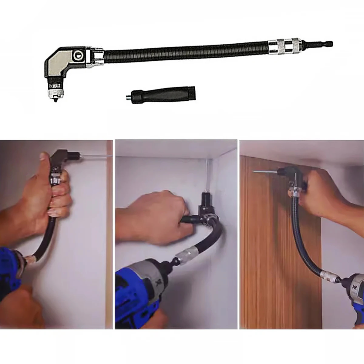 12-Inch Flexible Right-Angle Drill Attachment with Handle