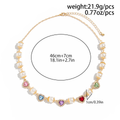 Colorful Heart and Pearl-Style Necklace with Fine Chain