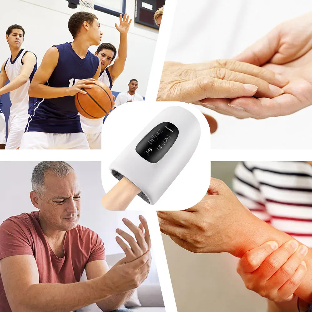Wireless Hand & Wrist Massager - Air Compression & Heat Therapy