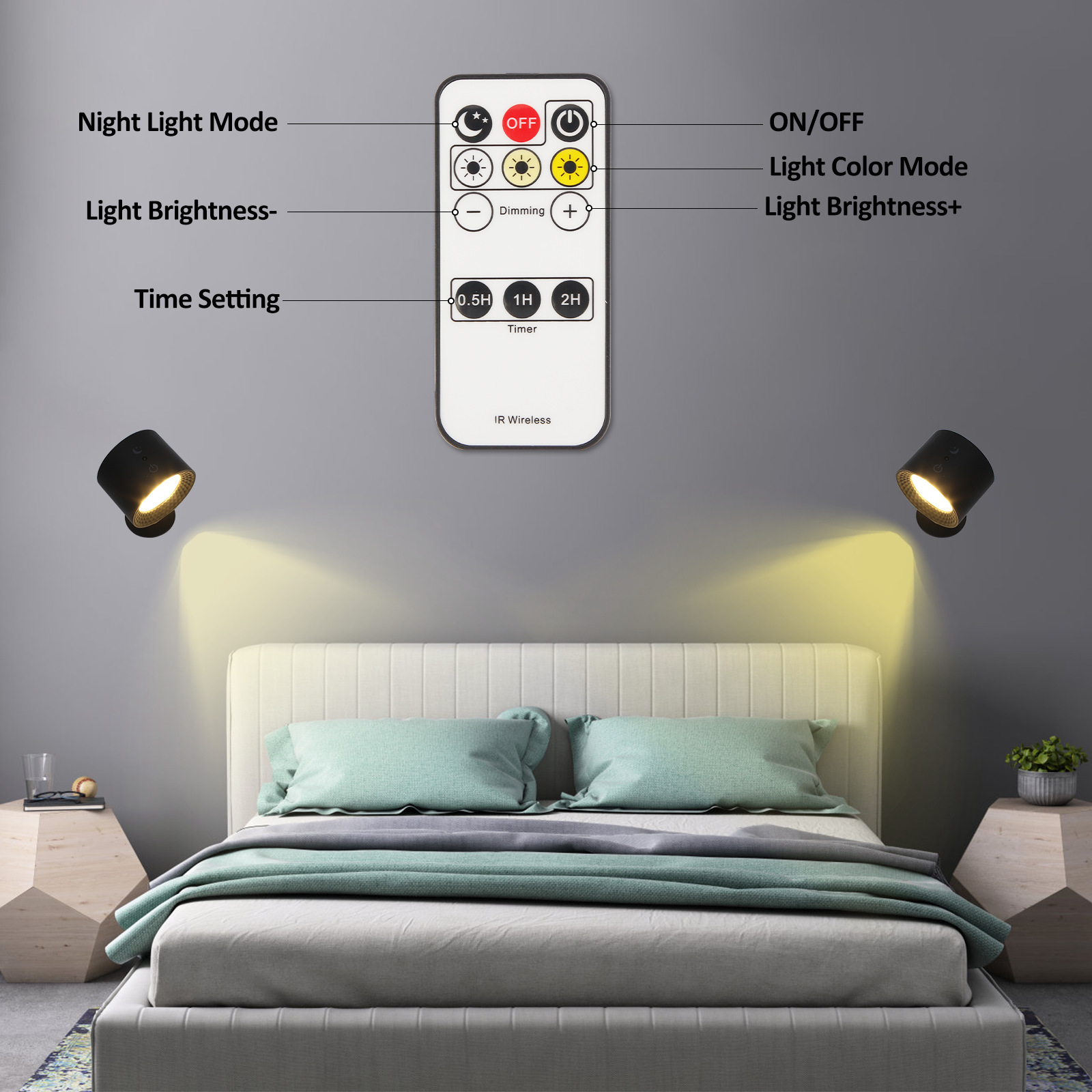 Rechargeable Magnetic Wall Lamp LED Dimmable Standard & RGB