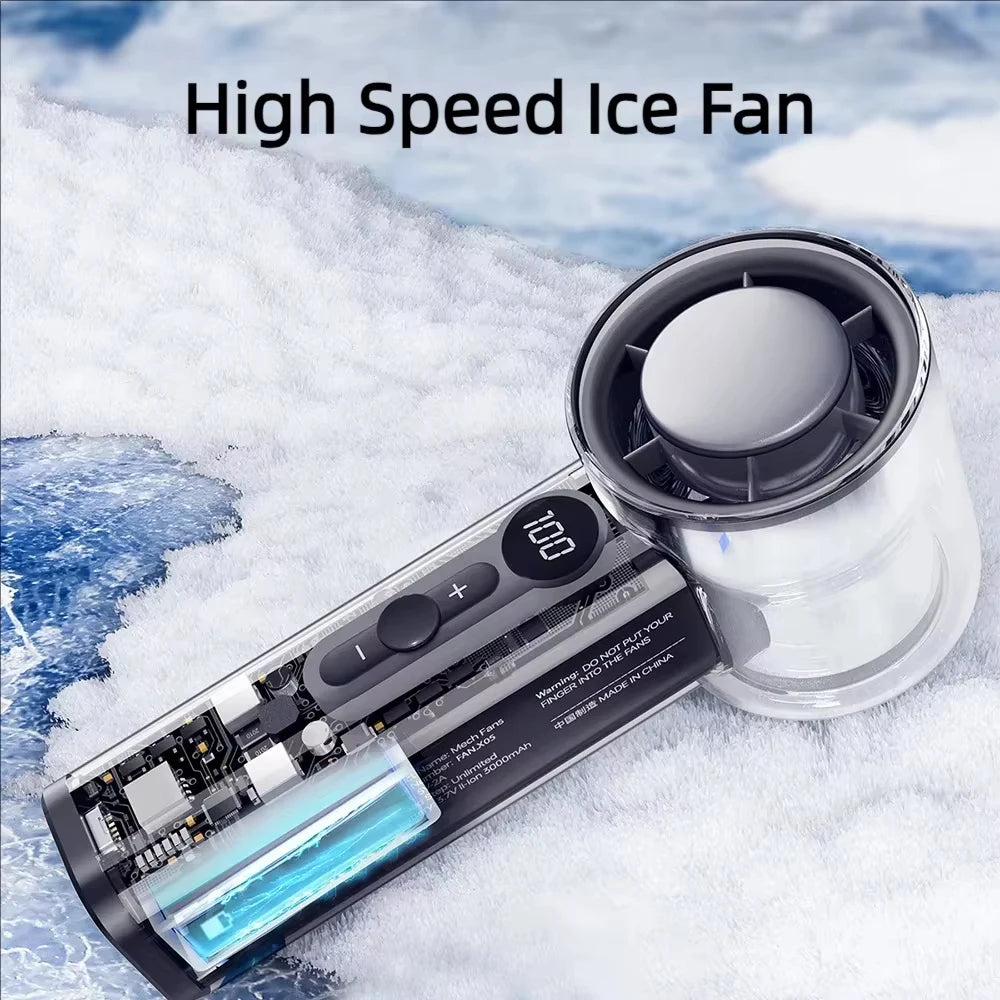 High-Speed Handheld Fan with Cooling Plate & 3000mAh Battery