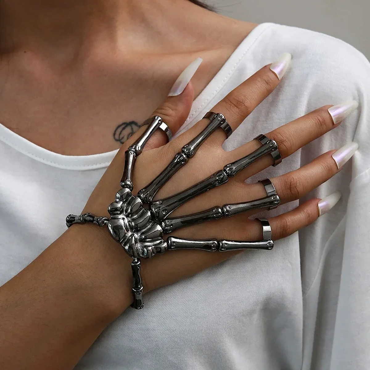 Skeleton Hand Bracelet, Articulated Bones, Gothic Halloween