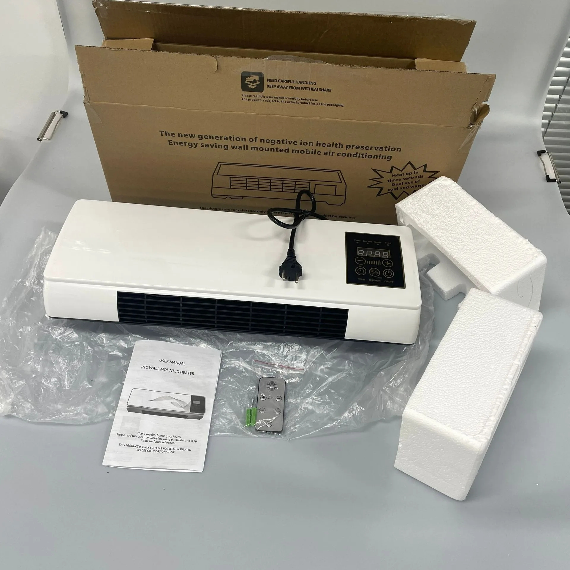 Wall Mounted Heater & Cooling Fan with Remote Control
