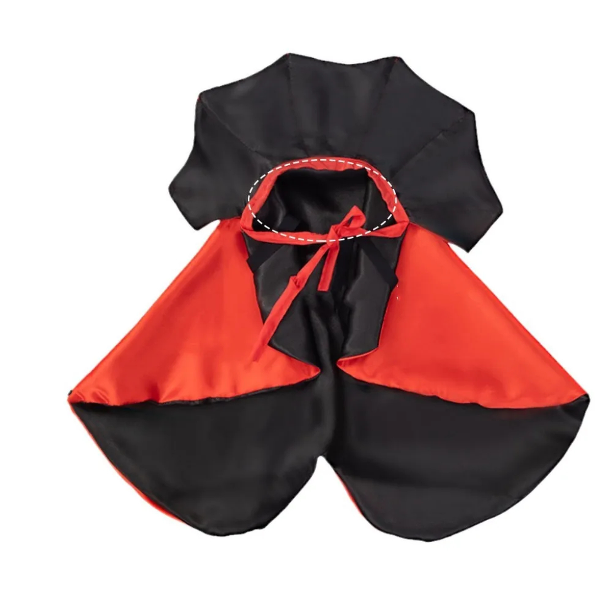Red and Black Pet Vampire Cape with High Collar for Halloween