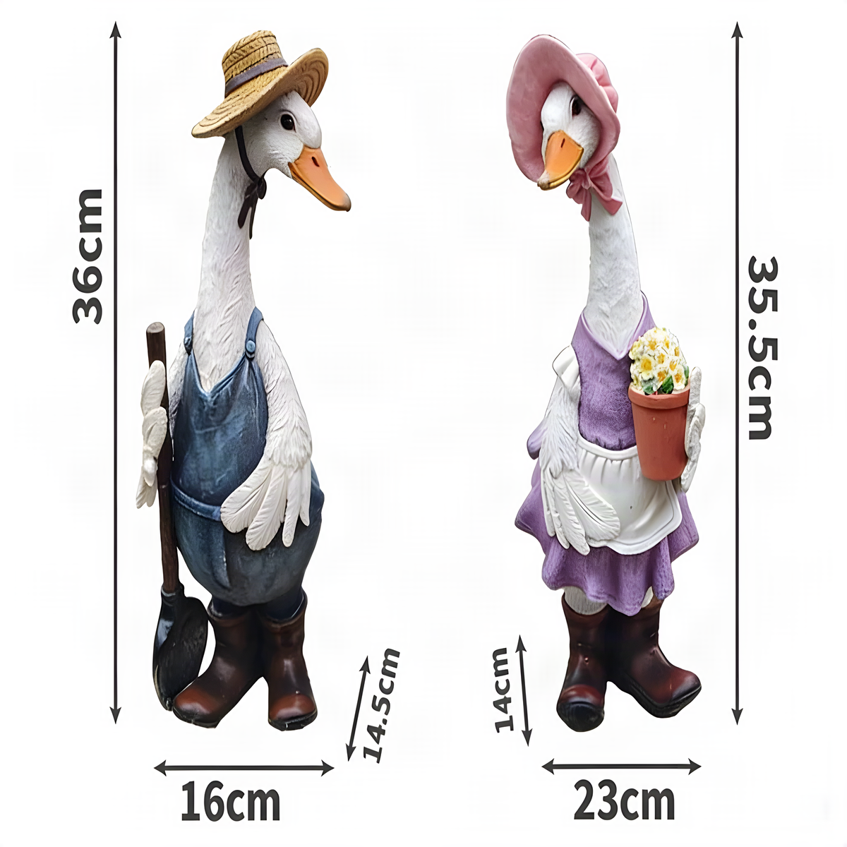 Resin Gardener Duck Figurine, Individual Decorative Accent