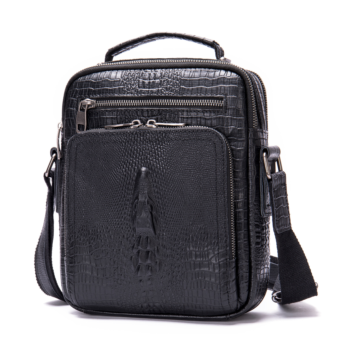 Multi-Zip Shoulder Messenger Bag for Everyday Carry, 25.5 cm