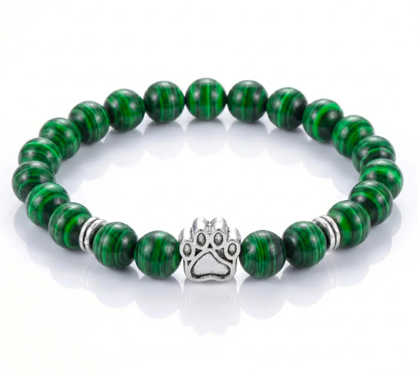 Dog Paw Bead Bracelet Natural Stone 8mm 35 Stone Options