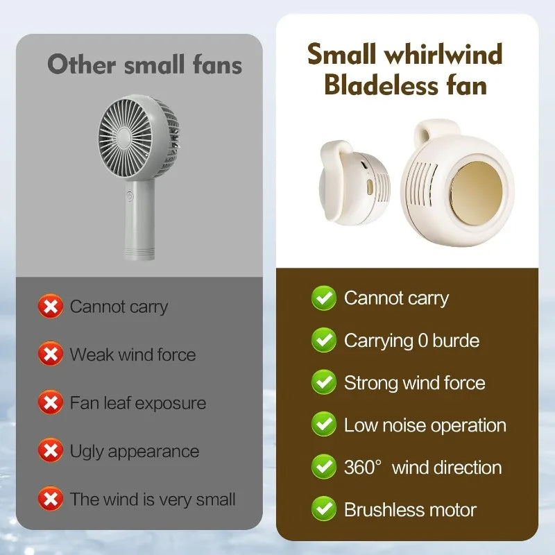 Bladeless Clip-On Portable Fan – 3-Speed USB Rechargeable