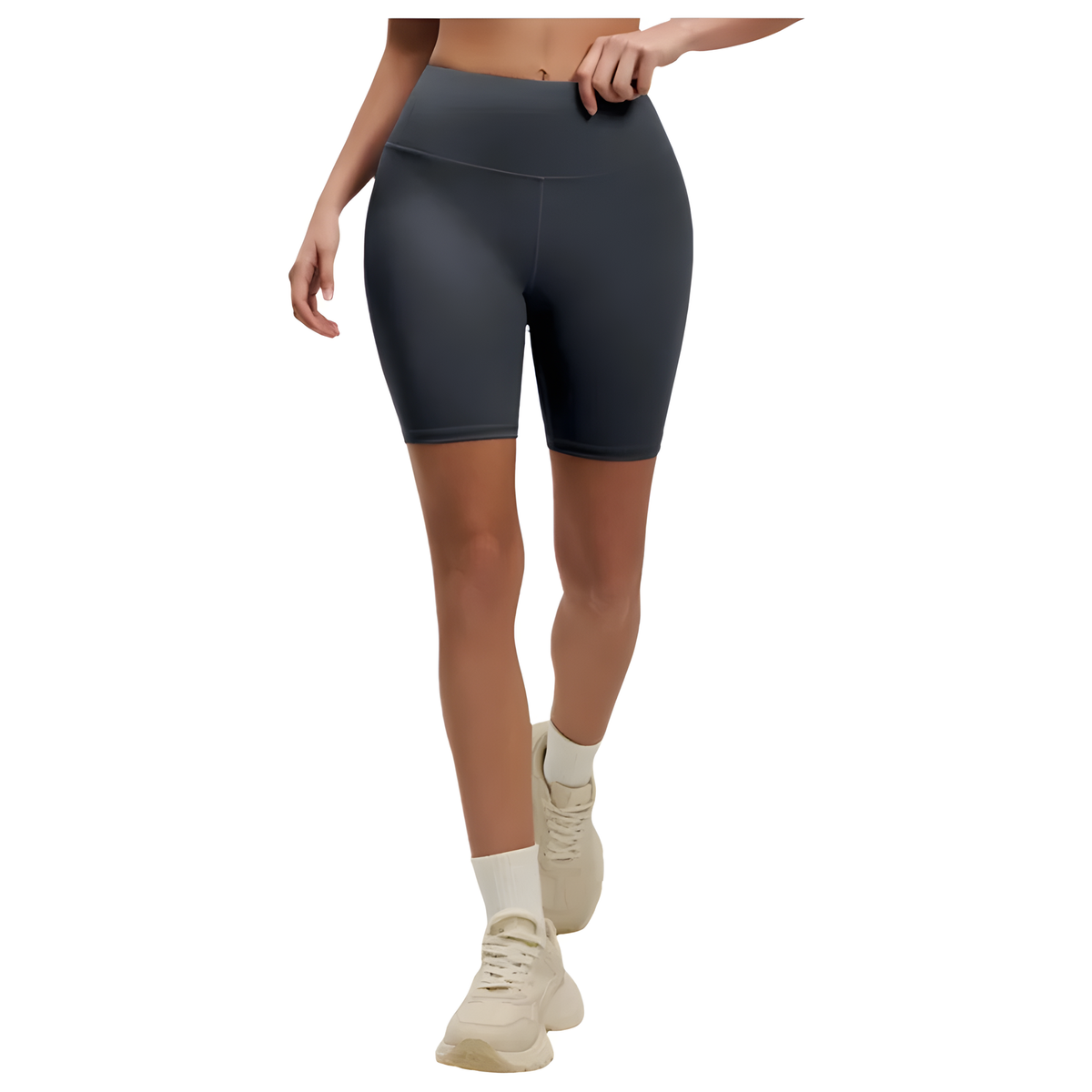 Women's High-Waist Fitted Workout Shorts with Wide Waistband