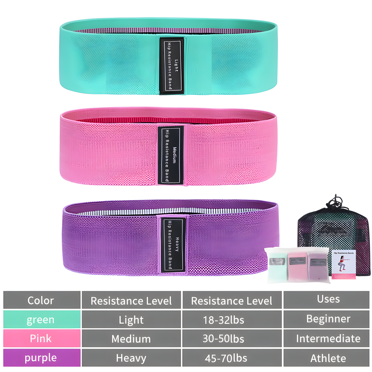 Fabric Hip Loop Resistance Band for Leg and Glute Workouts