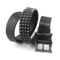 Studded Belt with Decorative Pin Buckle in Brown or Black