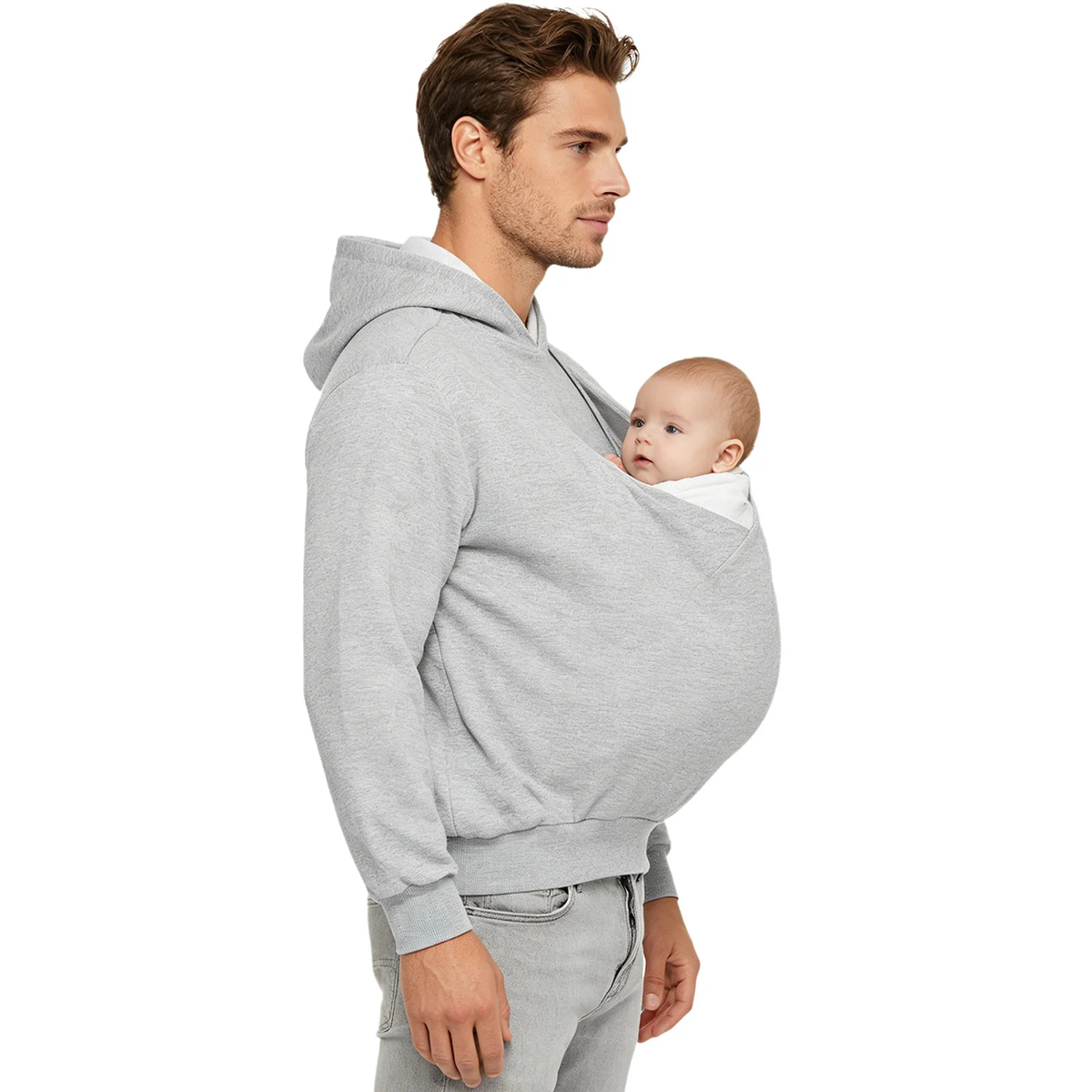 Men's Pullover Hoodie with Wide Crossover Front Pouch Design