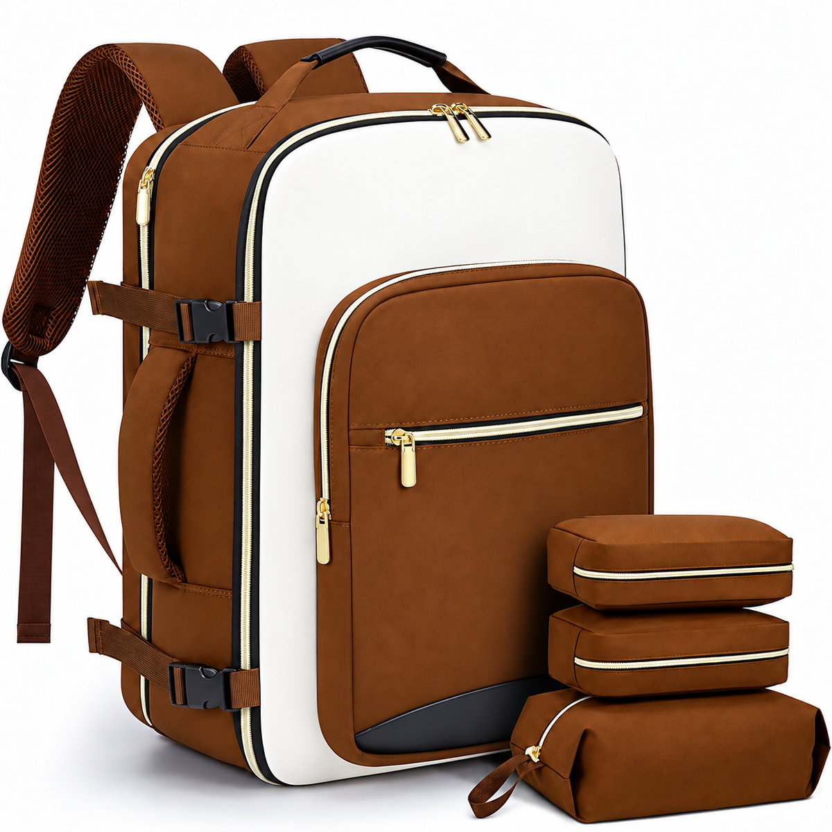 Large Travel Backpack Set, Clamshell Opening and 3 Pouches