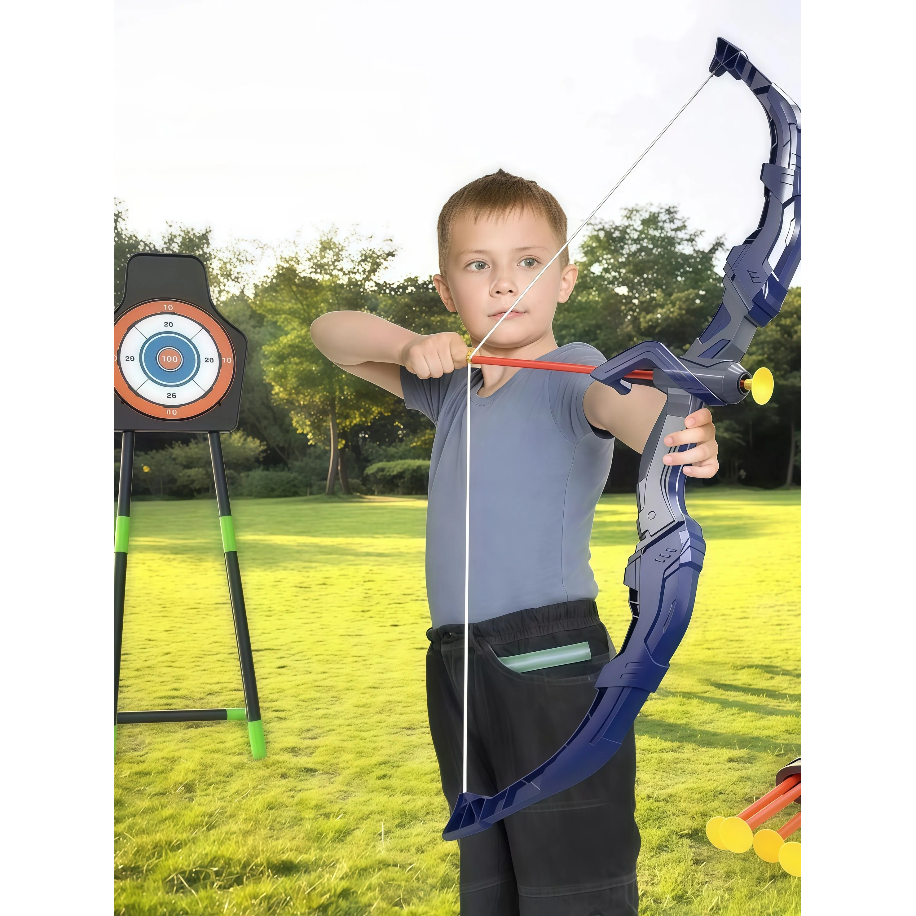 Kids Light-Up Bow and Arrow Set – 10 or 20 Soft Arrows