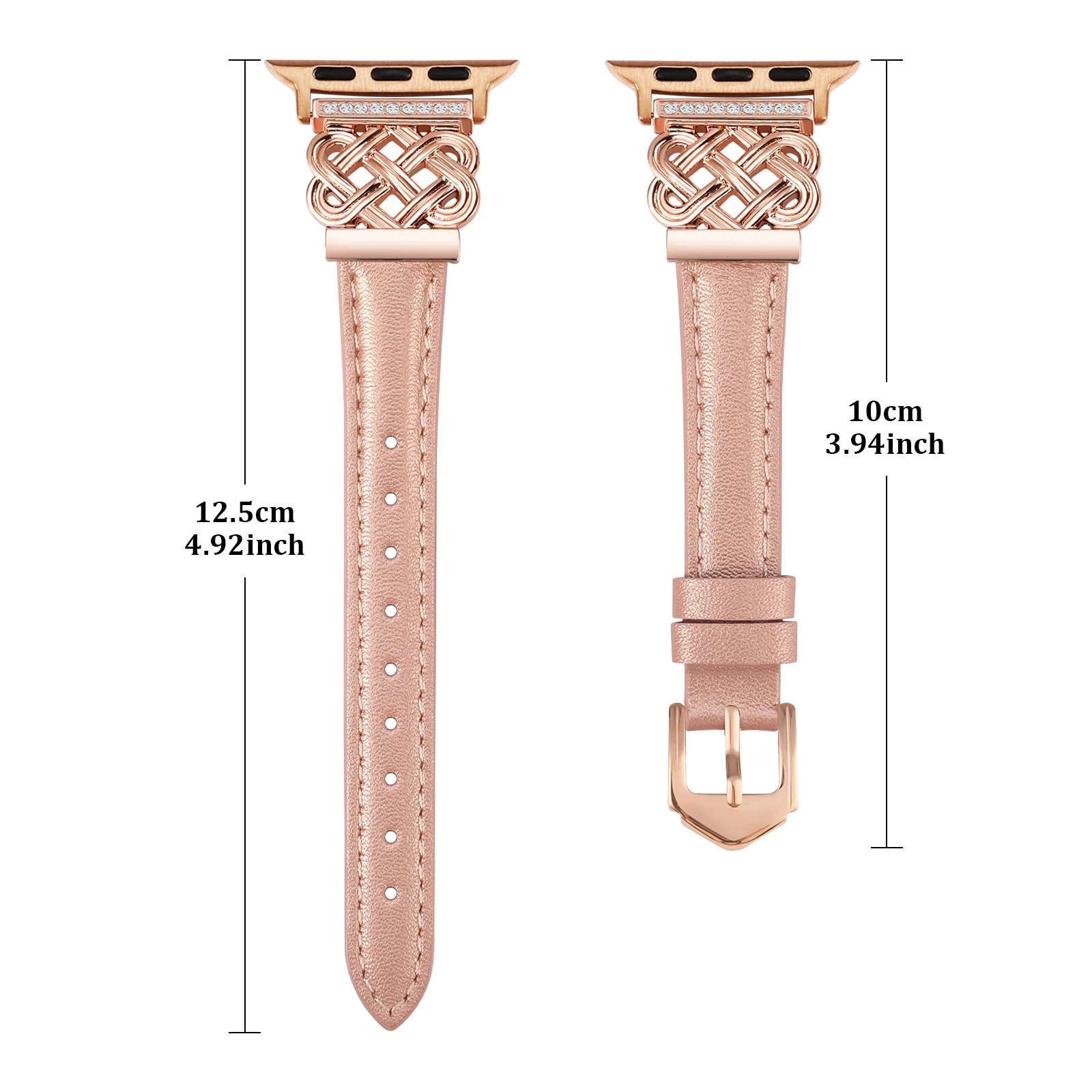 Jeweled Knot Leather Apple Watch Band with Stone Detail