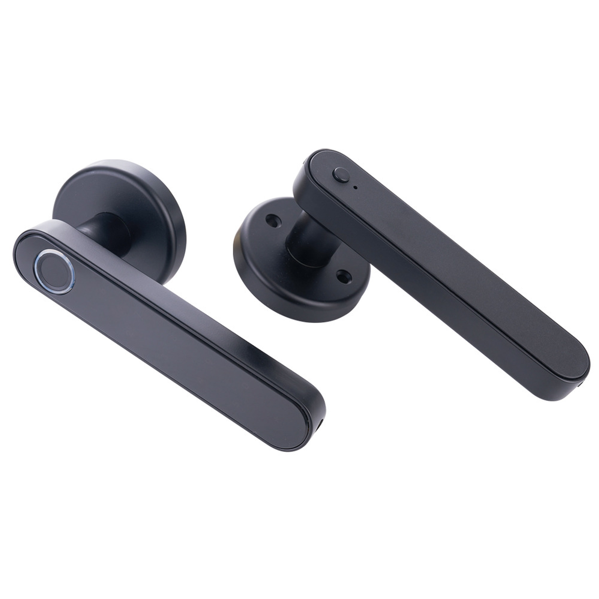 Fingerprint Lever Door Handle with Key Backup, Round or Square