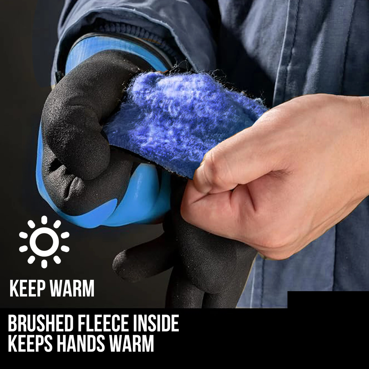 Fleece-Lined Winter Work Gloves with Adjustable Wrist Straps