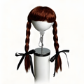 Braided Pet Wig with Bangs and Ribbon Bows for Cats & Small Dogs