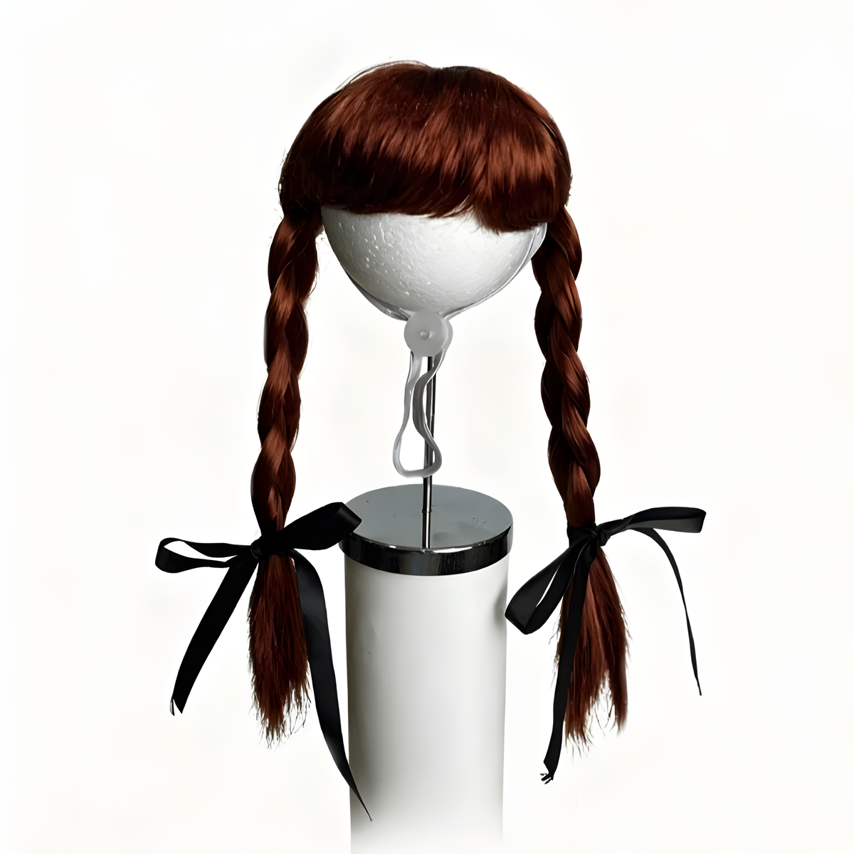 Braided Pet Wig with Bangs and Ribbon Bows for Cats & Small Dogs