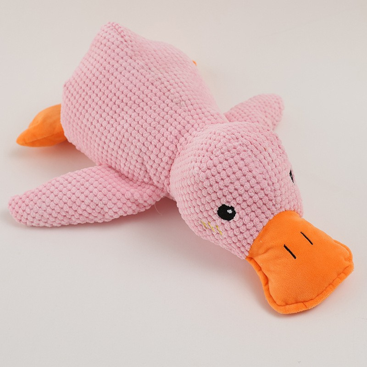 Squeaky Duck Plush Dog Toy, Textured Fabric, Approx. 45cm