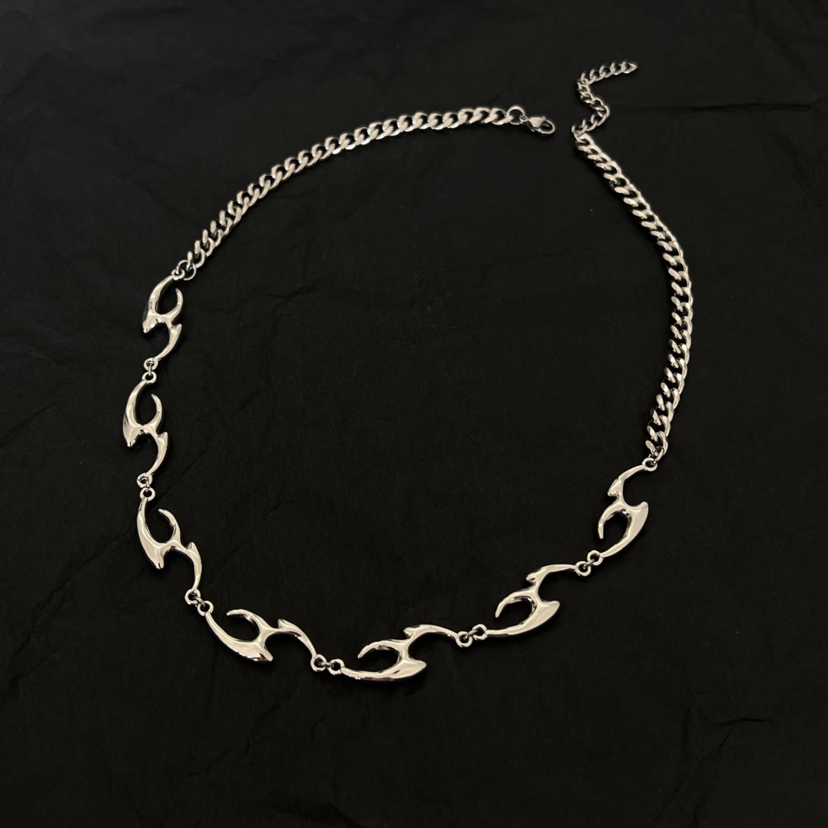 Silver Script Pendant Necklace with Titanium-Steel Chain