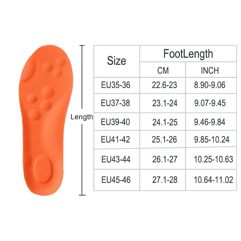 Shock Absorbing Shoe Insoles with 4D Arch Support for Daily Use