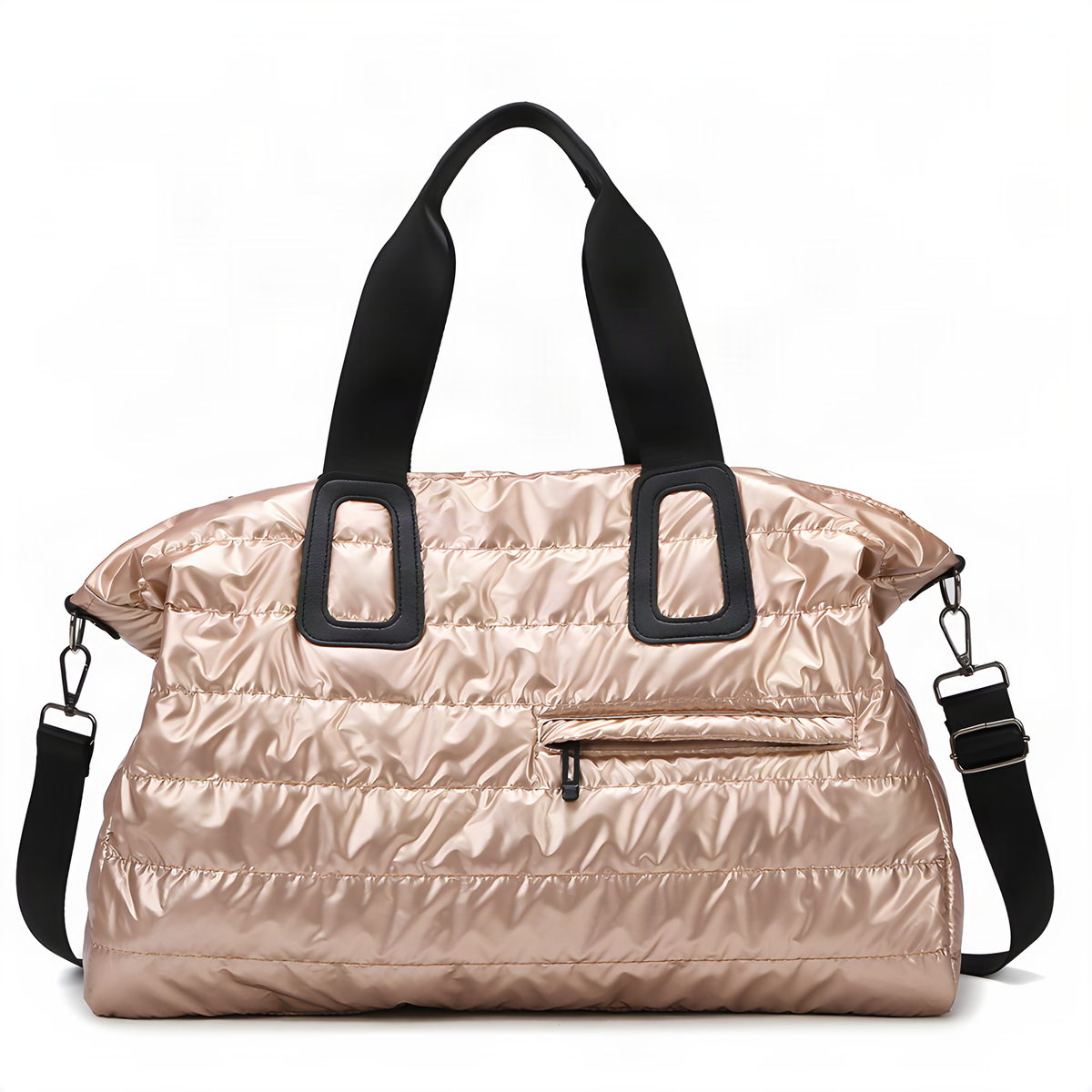 Glossy Quilted Travel Duffel Bag, 52 cm and Shoulder Strap