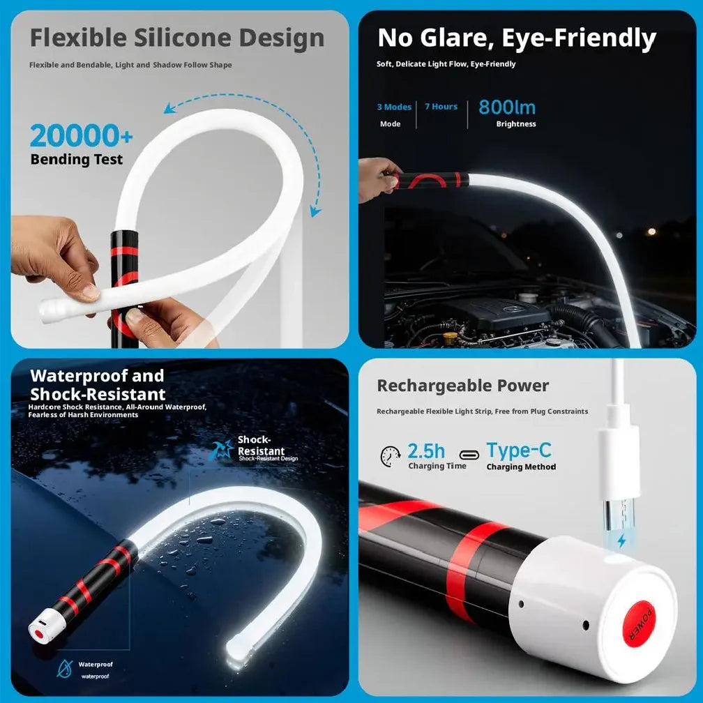 Flexible LED Work Light 30-Inch Rechargeable 3-Mode 7H Runtime