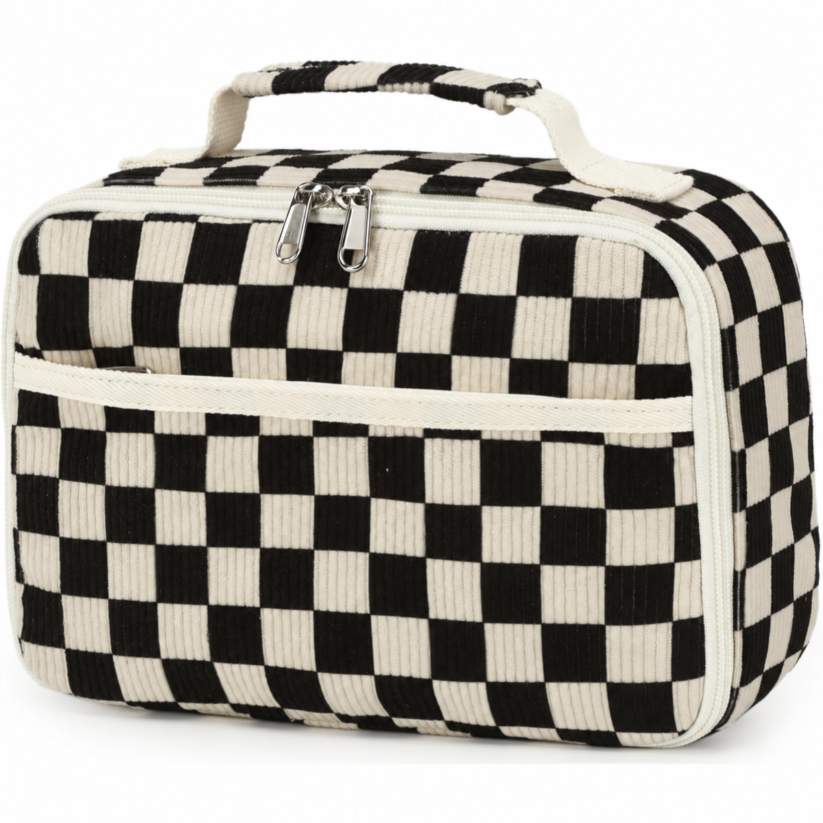 Corduroy Insulated Lunch Bag with Handle and Storage Pockets