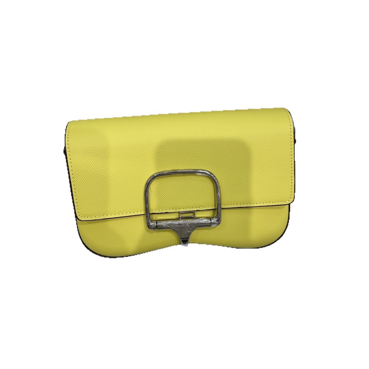 Compact Saddle Bag with Silver-Tone Buckle and Strap
