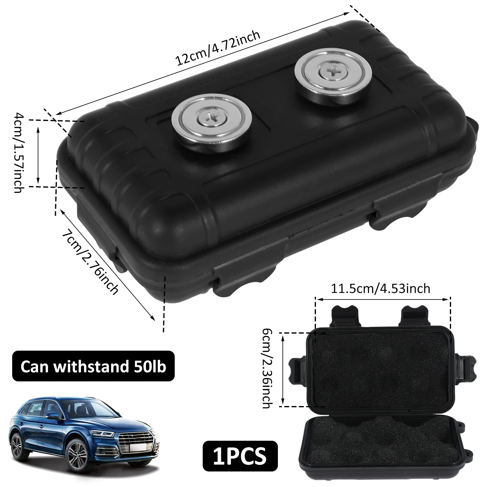 Magnetic Car Key Holder - Heavy Duty Waterproof Hide-A-Key Box