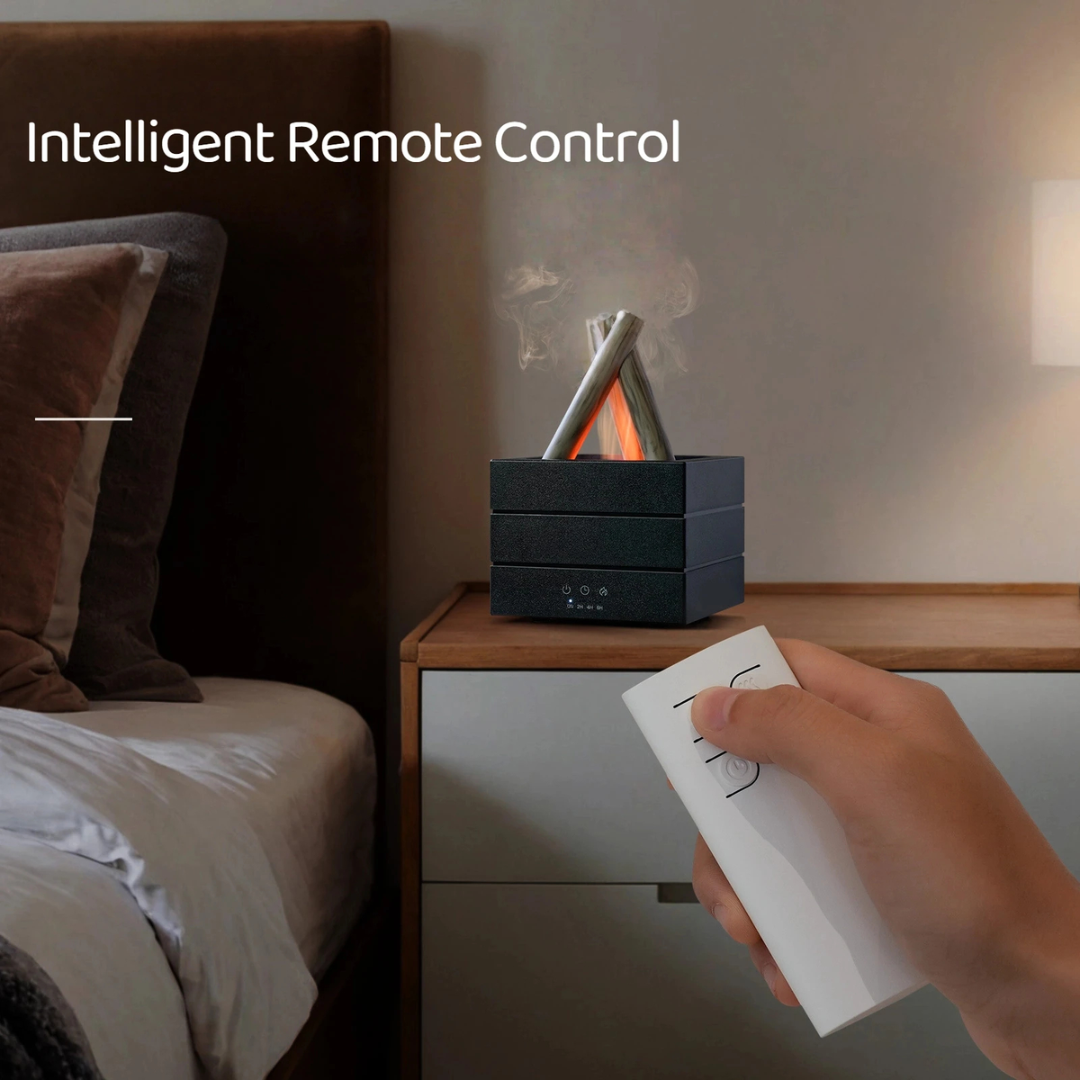 Flame Aroma Diffuser, Campfire Design, Remote & Timer