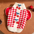 Knitted Pet Sweater with Ribbed Neck and Short Sleeves for Cool Days